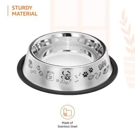 Amazon basics Stainless Steel Printed Pet Bowl